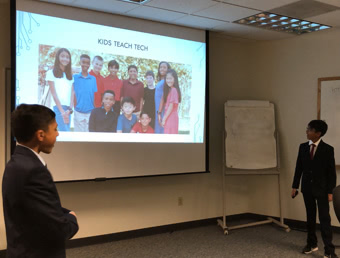 arjun and nyan presenting about kids teach tech